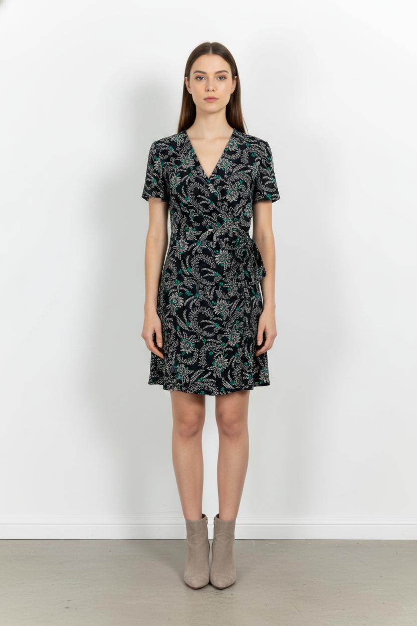 Robe Portefeuille Noire et Verte - Taille L/40 de la marque Claudie Pierlot | PARAD57598 - Vendu par Paradigme - Image 1