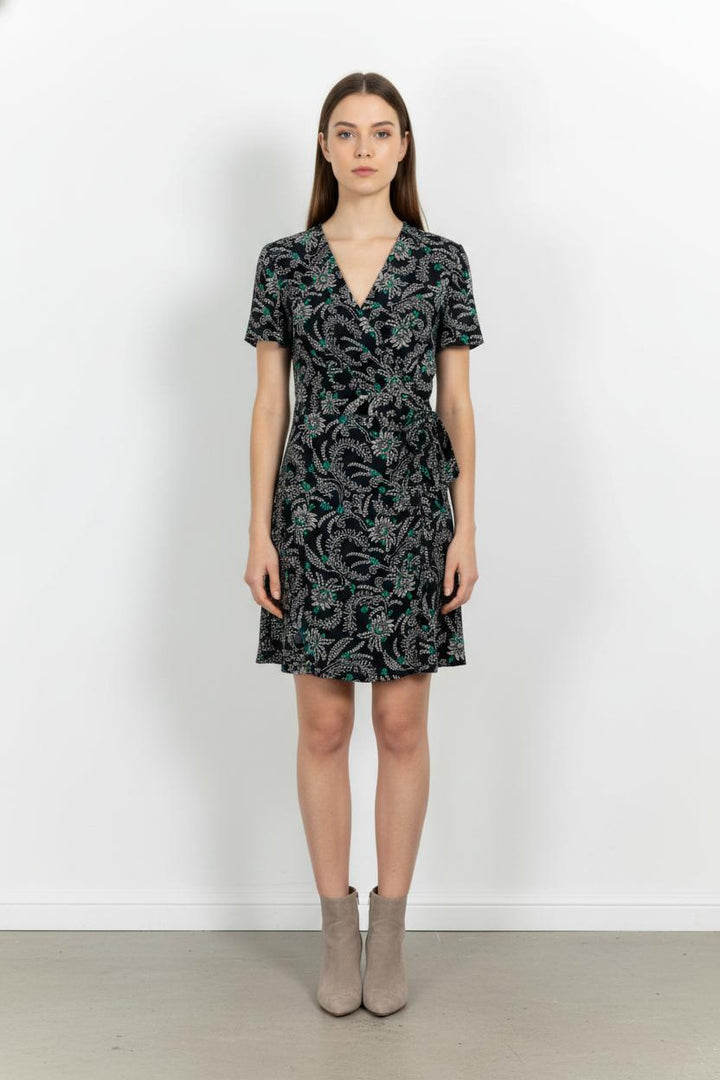 Robe Portefeuille Noire et Verte - Taille L/40 de la marque Claudie Pierlot | PARAD57598 - Vendu par Paradigme - Image 1