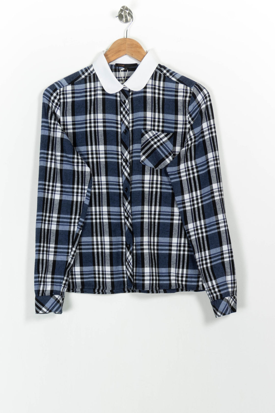 Chemise À Carreaux Bleue et Blanche - Taille M/38 de la marque Maje | PARAD57617 - Vendu par Paradigme - Image 2