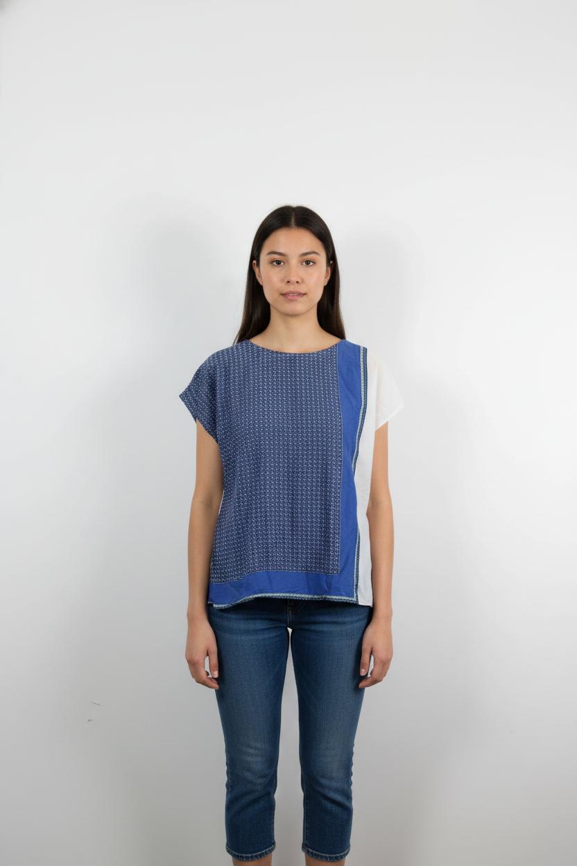 Blouse Bleue et Blanche - Taille XXXL/46