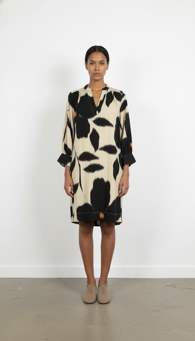 Robe Midi Beige et Noire - Taille XL/42