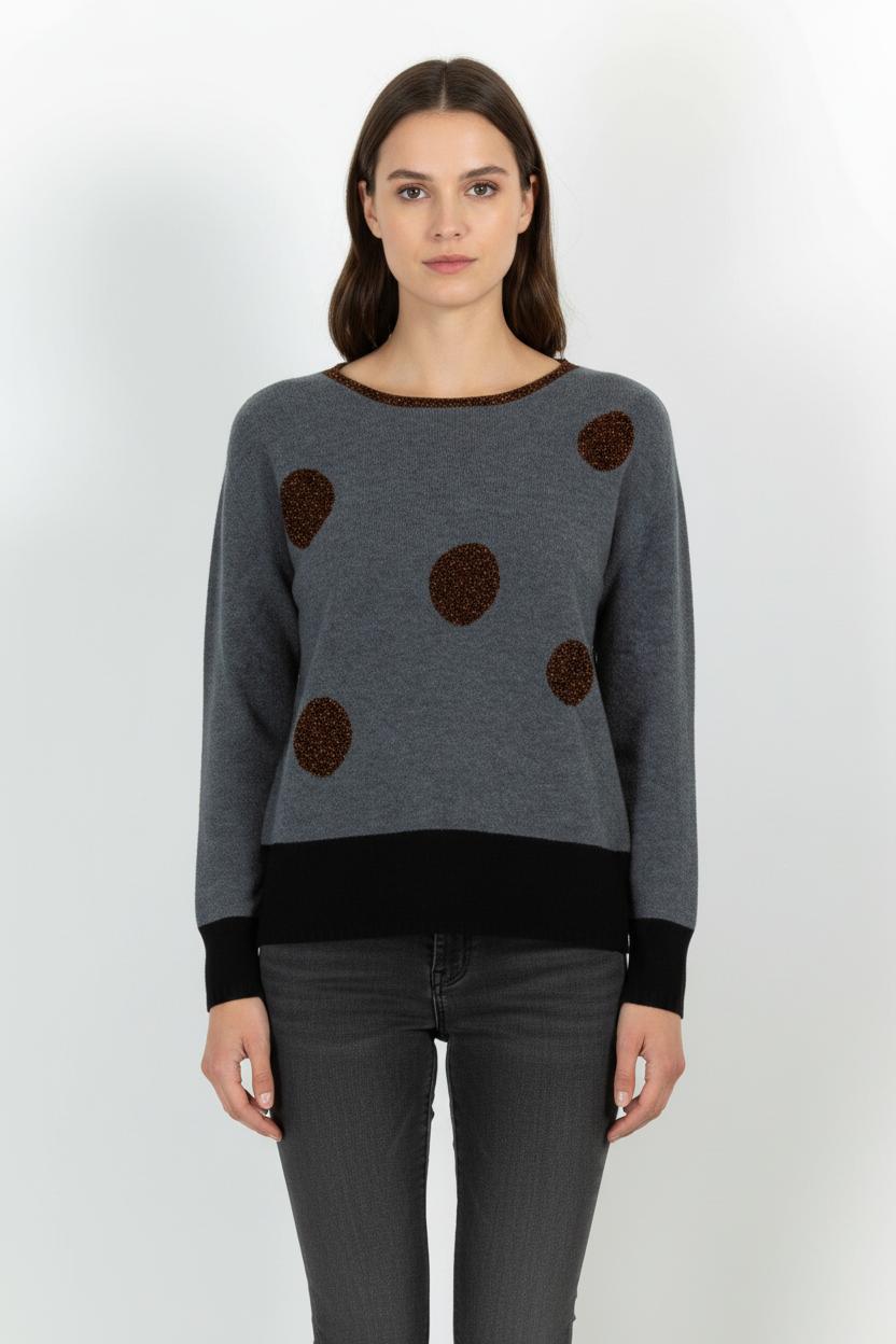 Pull Gris et Noir - Taille L/40 de la marque La Fée Maraboutée | PARAD58008 - Vendu par Paradigme - Image 1
