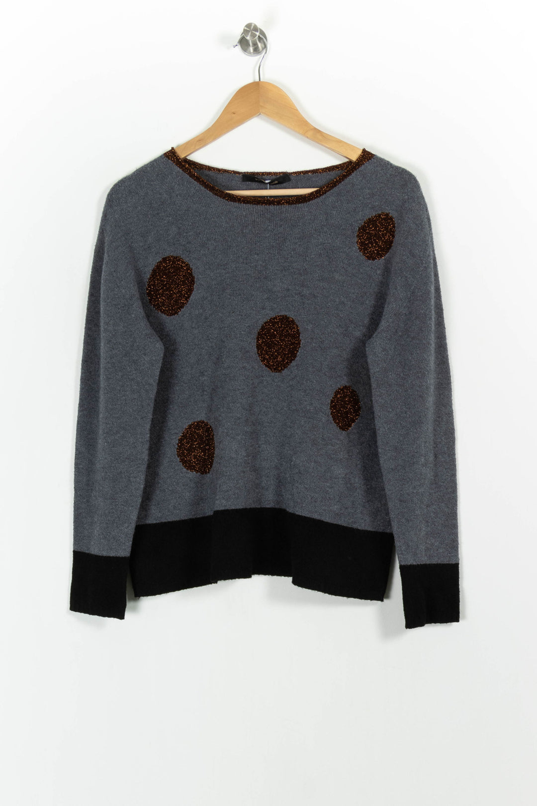 Pull Gris et Noir - Taille L/40 de la marque La Fée Maraboutée | PARAD58008 - Vendu par Paradigme - Image 2