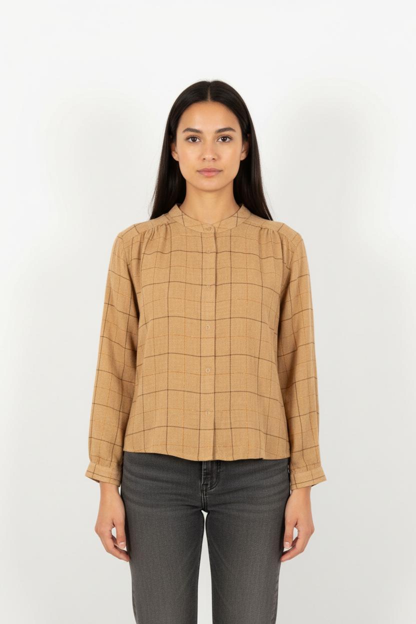Chemise Beige à Carreaux - Taille S/36