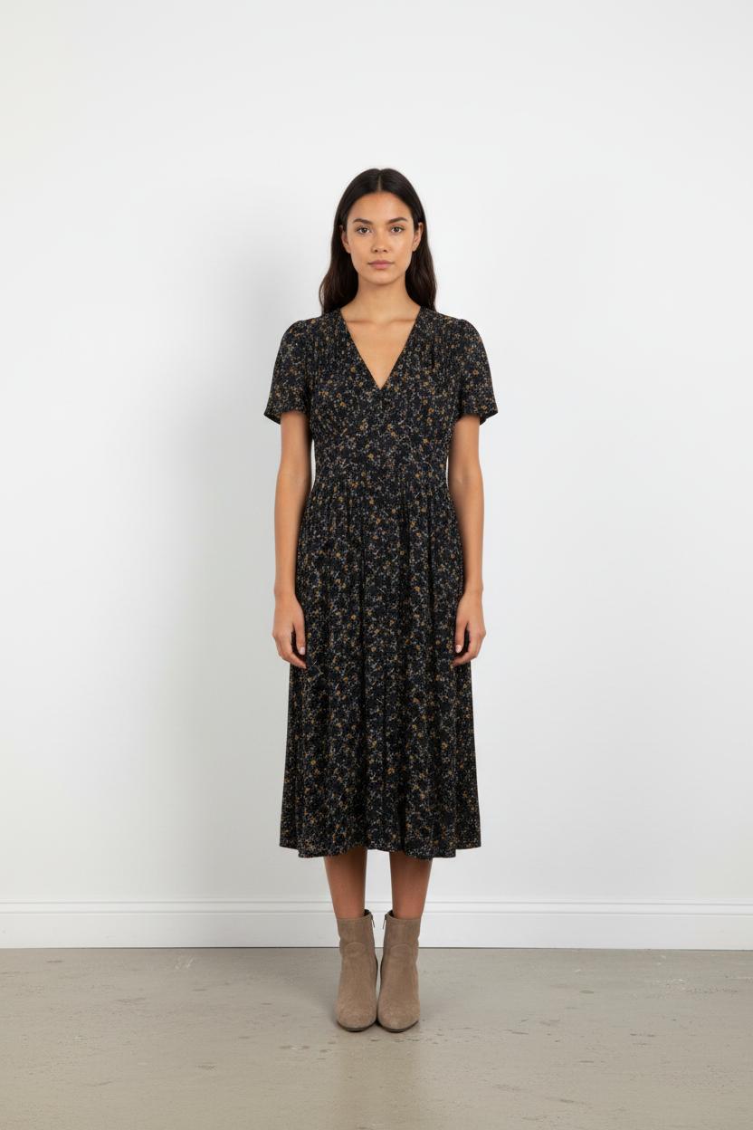 Robe Longue Noire et Jaune - Taille XS/34