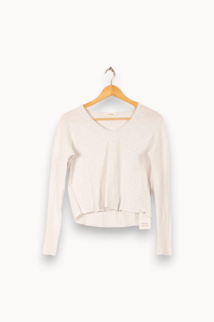 Tee-shirt Manches Longues Blanc - Taille S/36 de la marque American Vintage | PARAD58048 - Vendu par Paradigme - Image 2