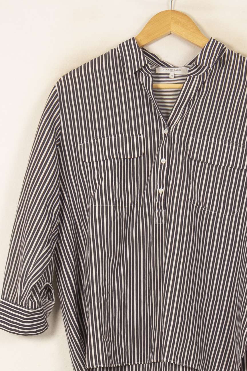 Chemise Rayée Bleue et Blanche - Taille XL/42 de la marque Gerard Darel | PARAD58058 - Vendu par Paradigme - Image 3