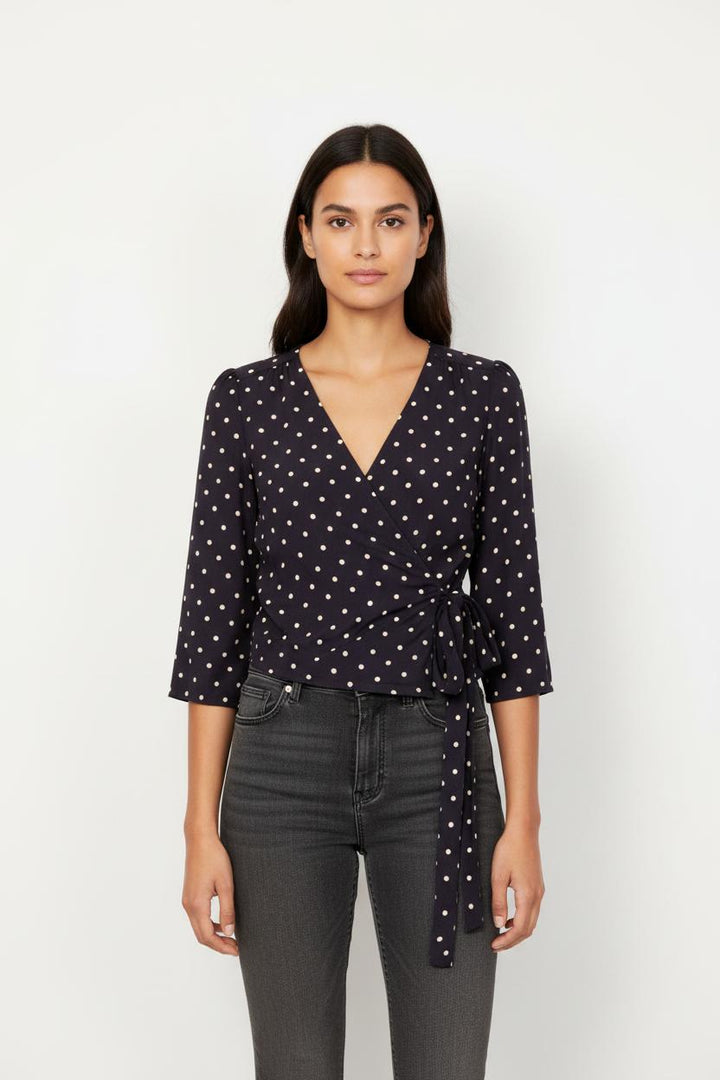 Blouse Portefeuille Bleu et Blanc - Taille L/40