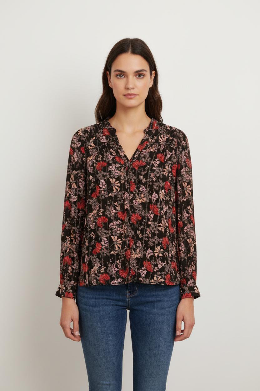 Blouse Noire et Rouge - Taille S/36