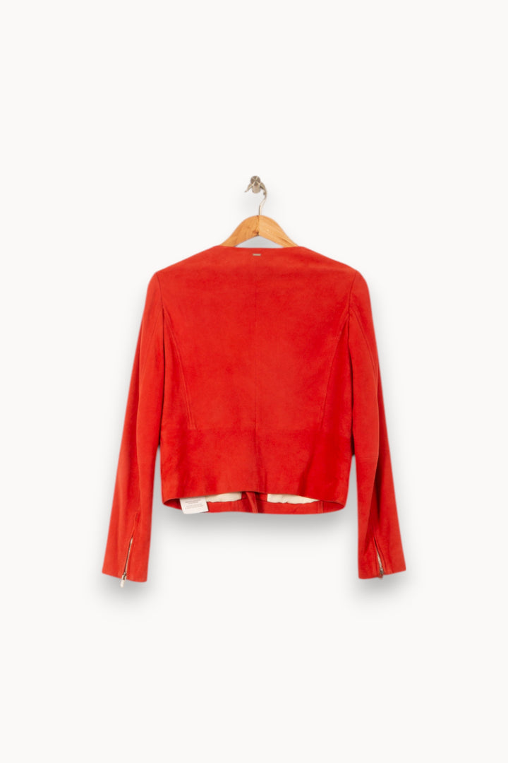 Blouson En Daim Rouge - Taille M/38 de la marque IKKS | PARAD58114 - Vendu par Paradigme - Image 4