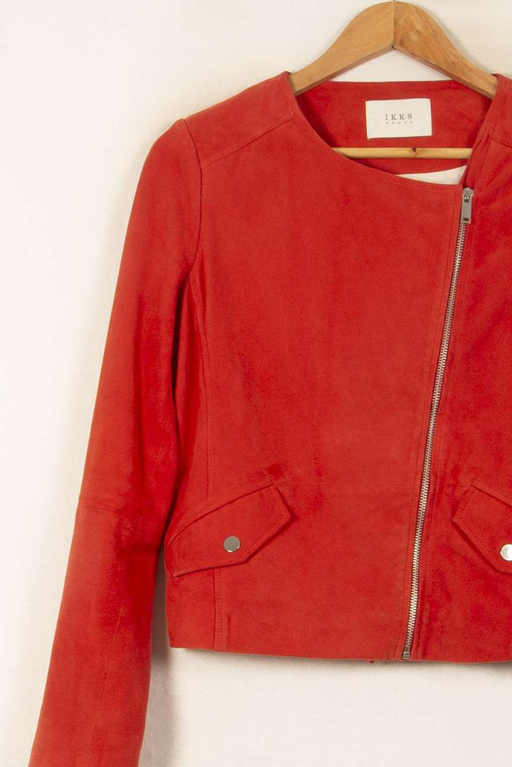 Blouson En Daim Rouge - Taille M/38 de la marque IKKS | PARAD58114 - Vendu par Paradigme - Image 3
