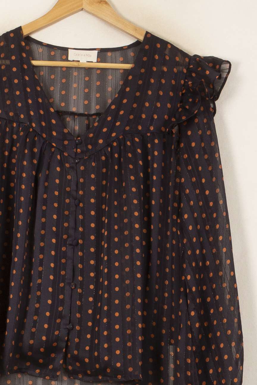 Blouse Noire et Orange - Taille L/40 de la marque Grace & Mila | PARAD58144 - Vendu par Paradigme - Image 3