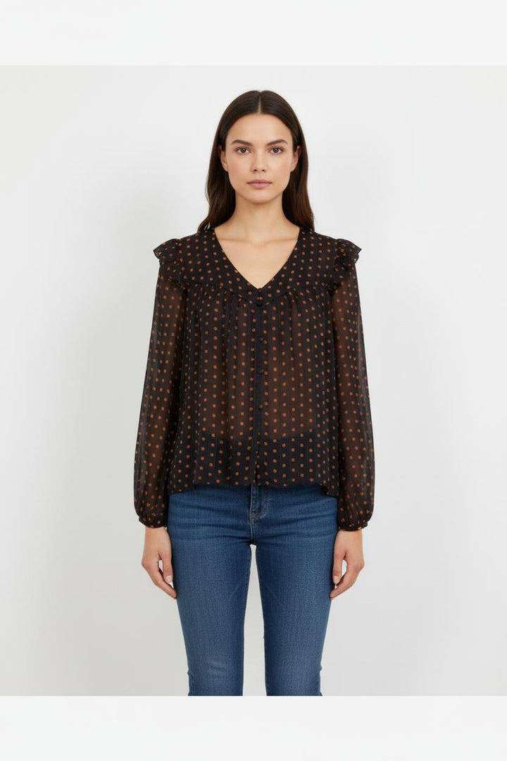 Blouse Noire et Orange - Taille L/40
