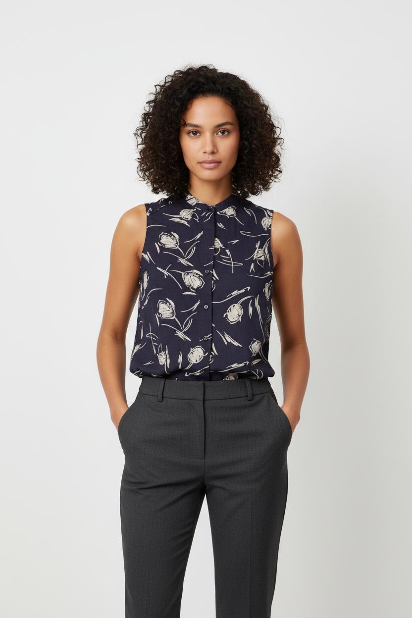 Blouse Sans Manches Violette et Blanche - Taille XS/34