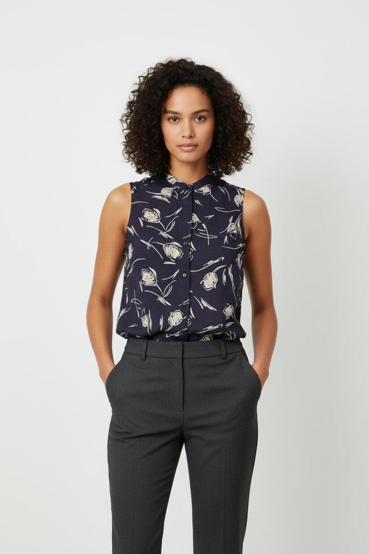Blouse Sans Manches Violette et Blanche - Taille XS/34