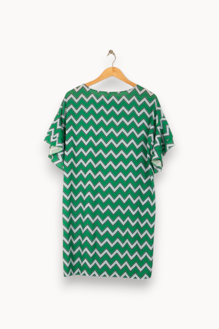 Robe Droite Verte et Blanche - Taille S/36 de la marque La Fée Maraboutée | PARAD58153 - Vendu par Paradigme - Image 4