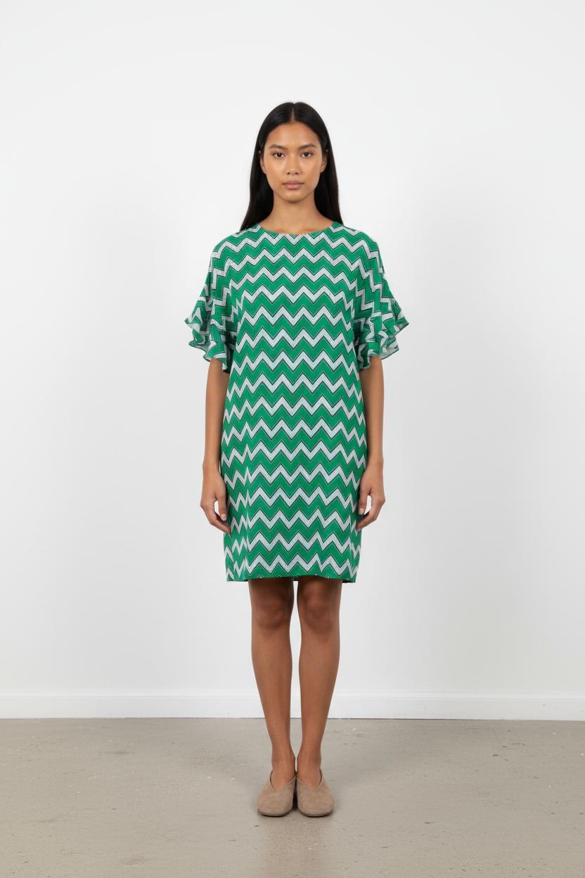 Robe Droite Verte et Blanche - Taille S/36