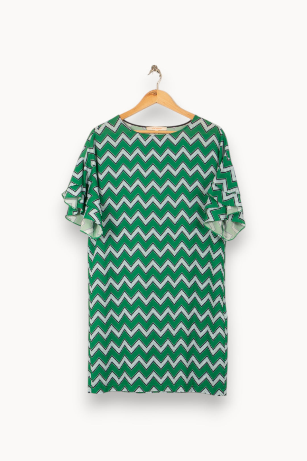 Robe Droite Verte et Blanche - Taille S/36 de la marque La Fée Maraboutée | PARAD58153 - Vendu par Paradigme - Image 2