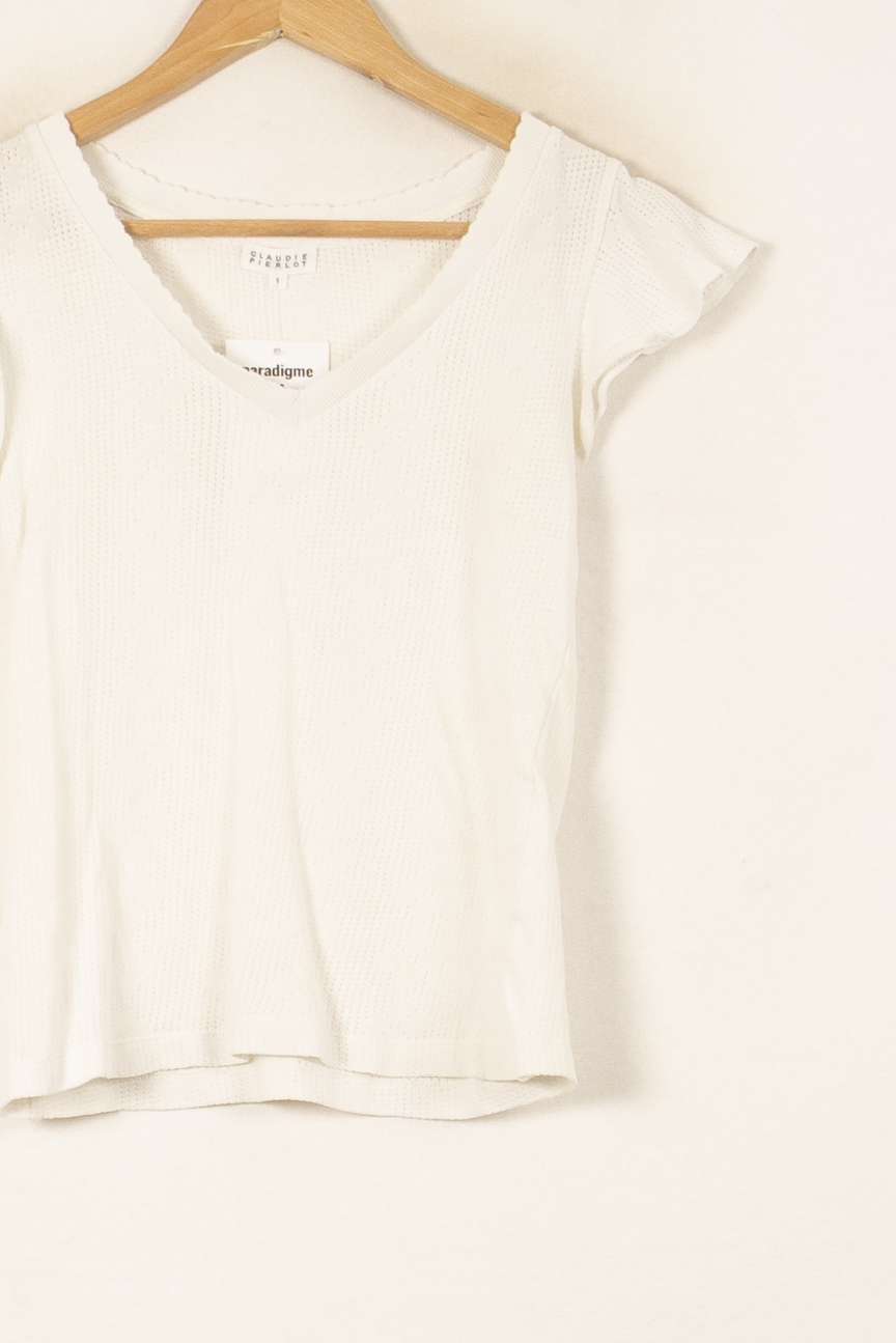 Tee-shirt Blanc - Taille S/36 de la marque Claudie Pierlot | PARAD58167 - Vendu par Paradigme - Image 3