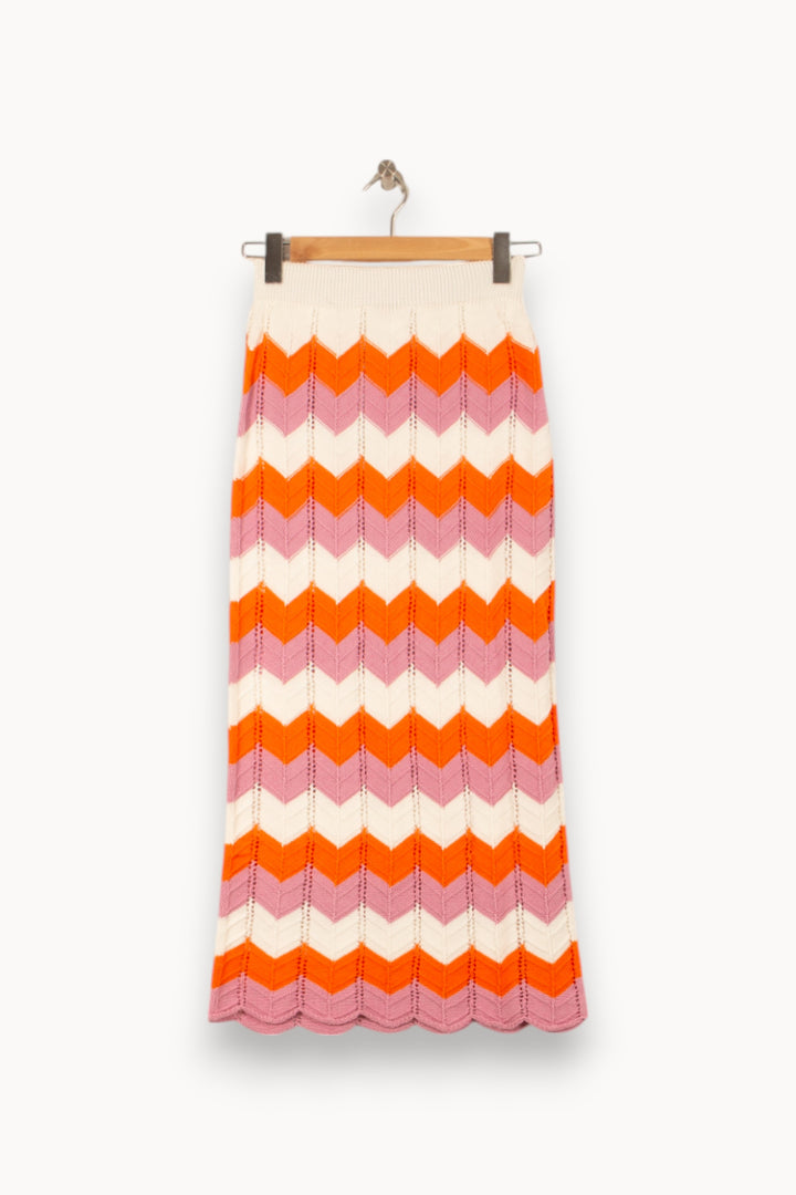 Jupe Longue Orange Rose et Écrue - Taille S/36 de la marque Imprevu | PARAD58258 - Vendu par Paradigme - Image 2