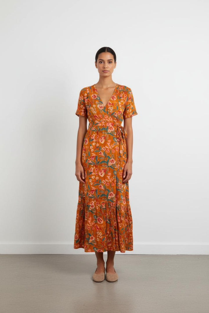 Robe Longue Orange et Verte - Taille S/36