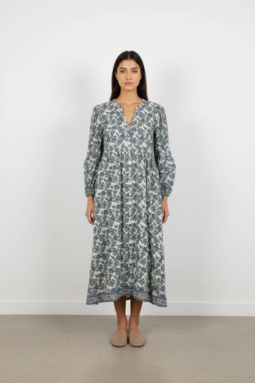 Robe Longue Bleue et Blanche - Taille S/36