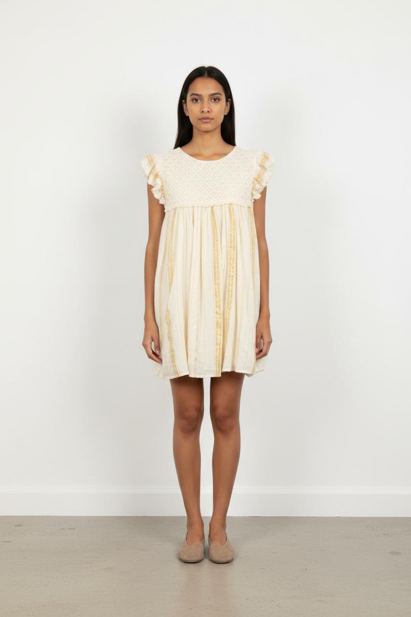 Robe Courte Blanche et Jaune - Taille S/36