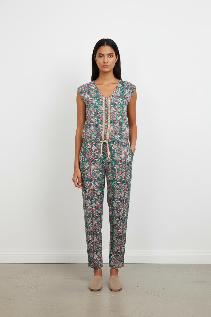 Combinaison Verte et Rose - Taille S/36