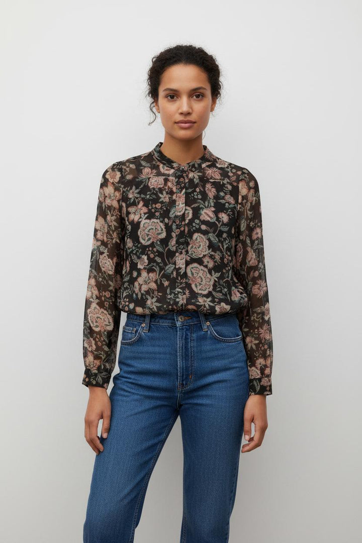 Blouse Noire et Rose - Taille M/38