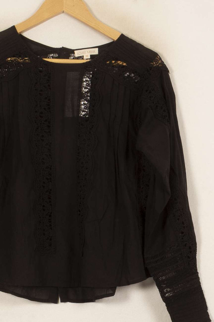Blouse Noire - Taille S/36 de la marque Louise Misha | PARAD58321 - Vendu par Paradigme - Image 3