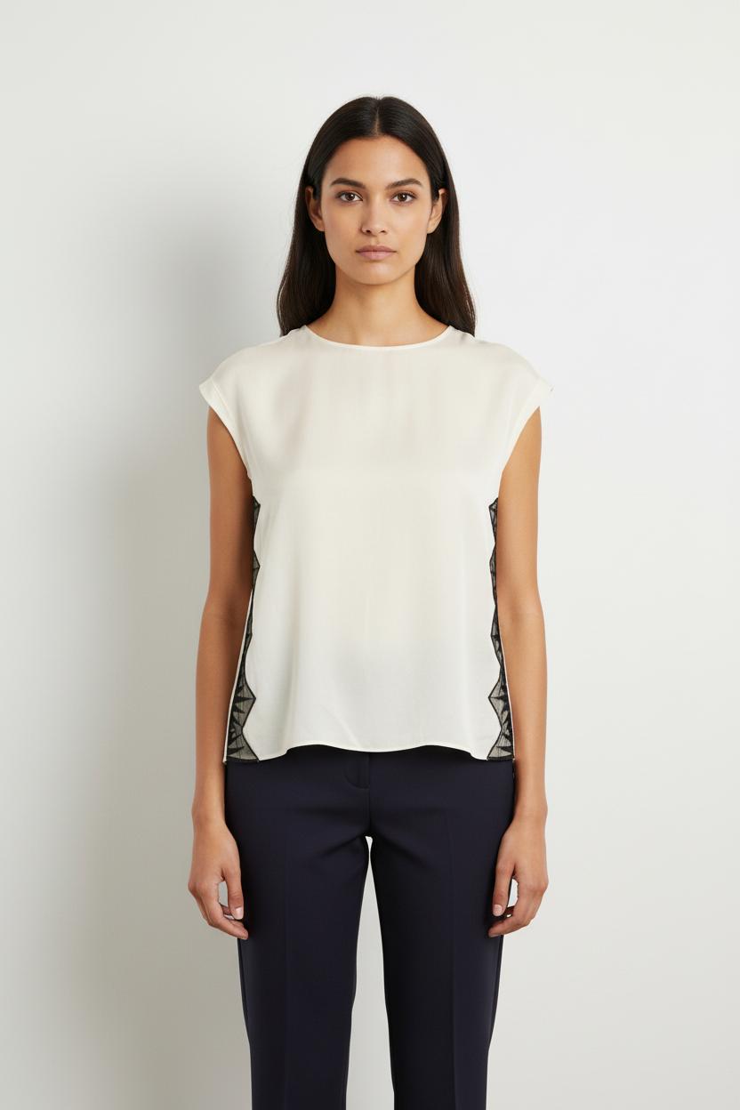 Blouse Blanche et Noire - Taille S/36