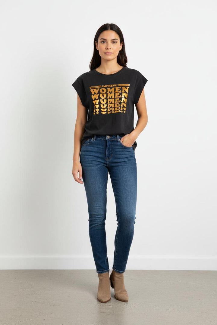 Tee-shirt Noir et Orange - Taille XS/34
