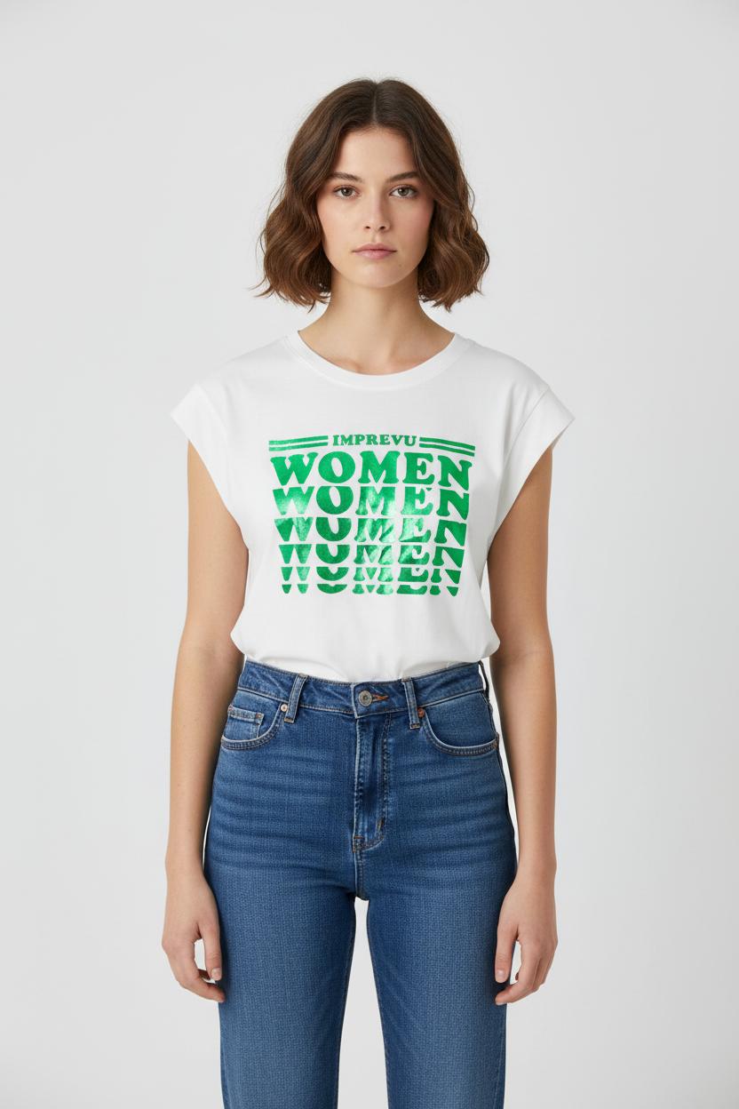 Tee-shirt Blanc et Vert - Taille XS/34 de la marque Imprevu | PARAD58355 - Vendu par Paradigme - Image 1