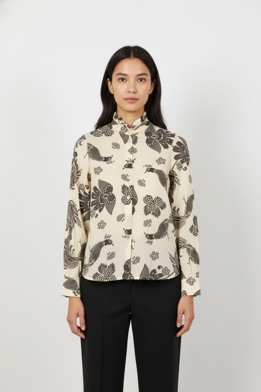 Chemise Motifs Beige et Noir - Taille XS/34