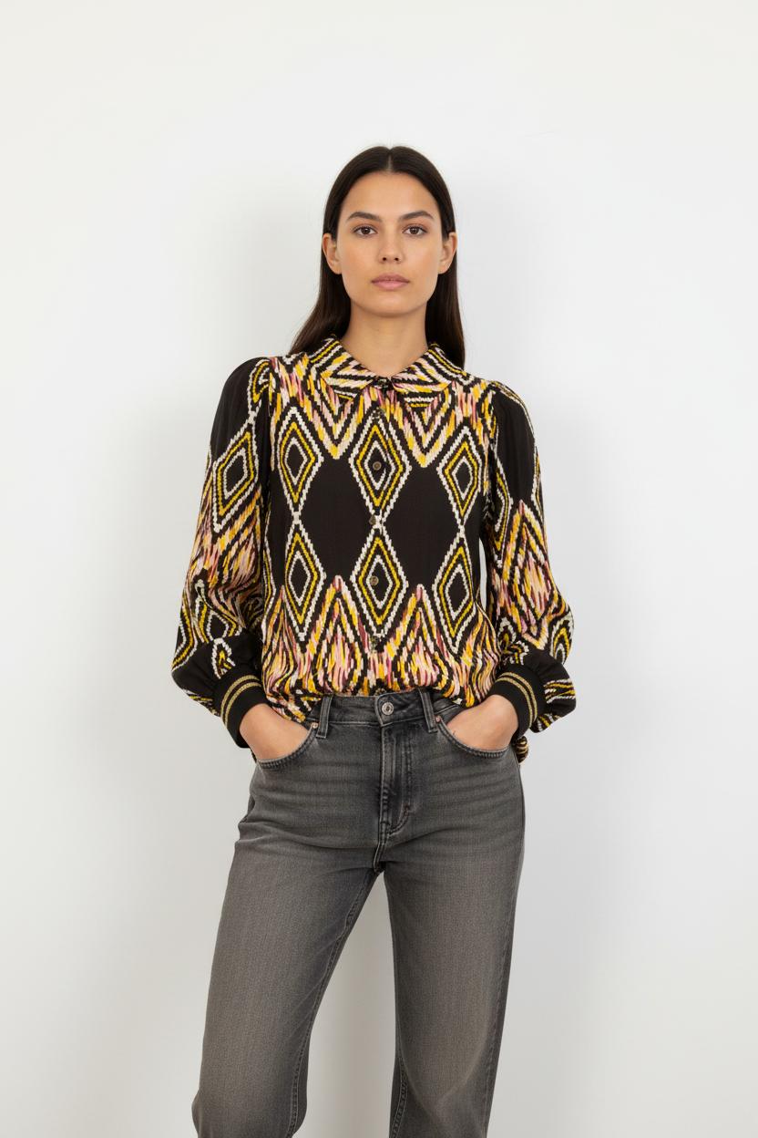 Chemise Noire et Jaune - Taille XS/34