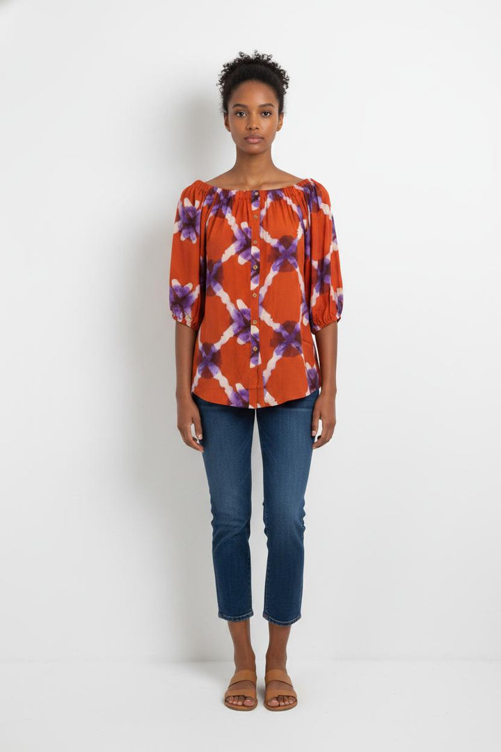 Blouse Orange et Violette - Taille S/36