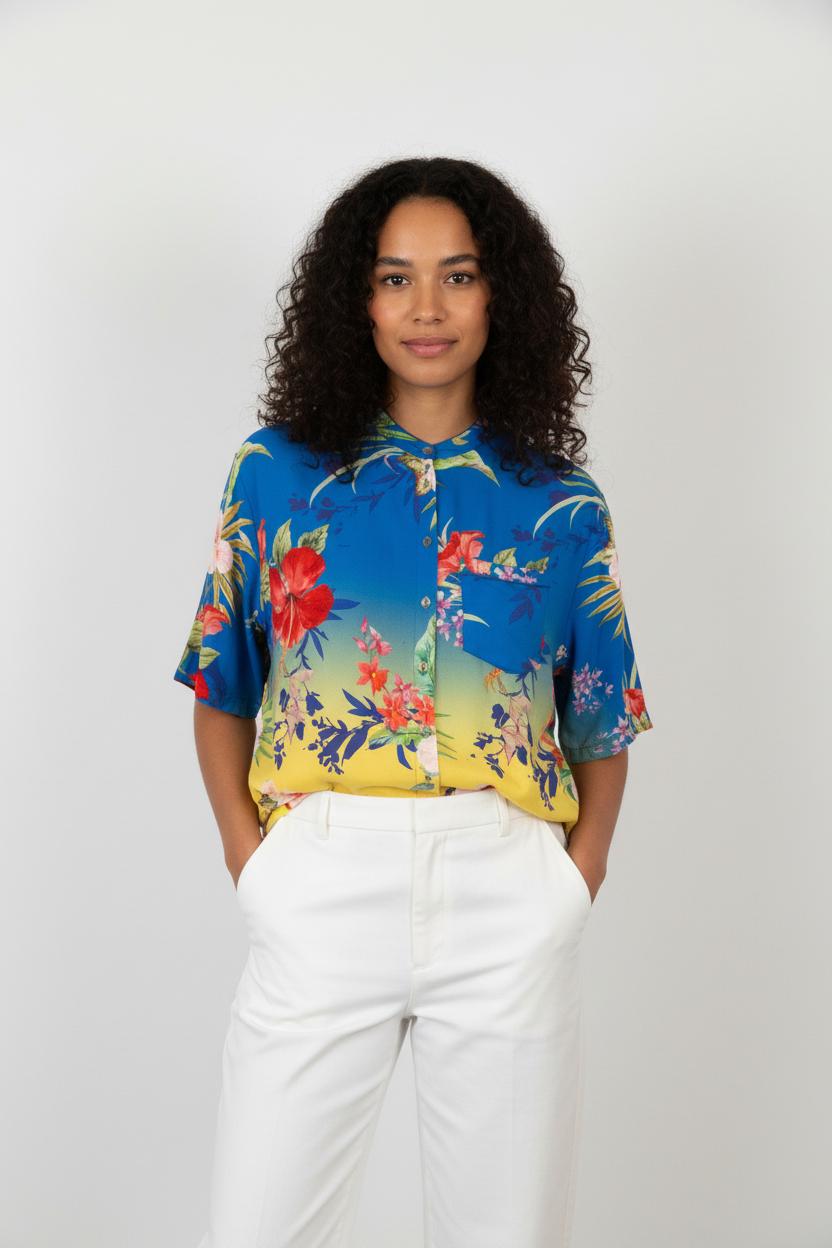 Chemise Hawaïenne Bleue et Jaune - Taille XS/34