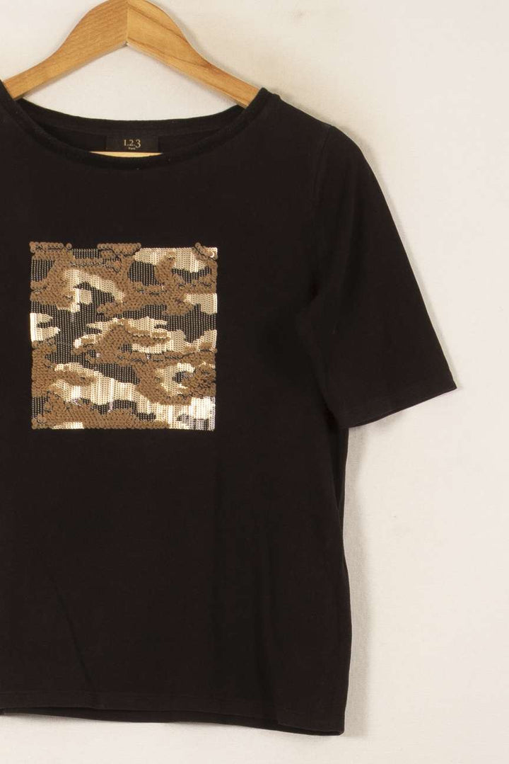 Tee-shirt Noir et Beige - Taille S/36 de la marque Maison 123 | PARAD58504 - Vendu par Paradigme - Image 3