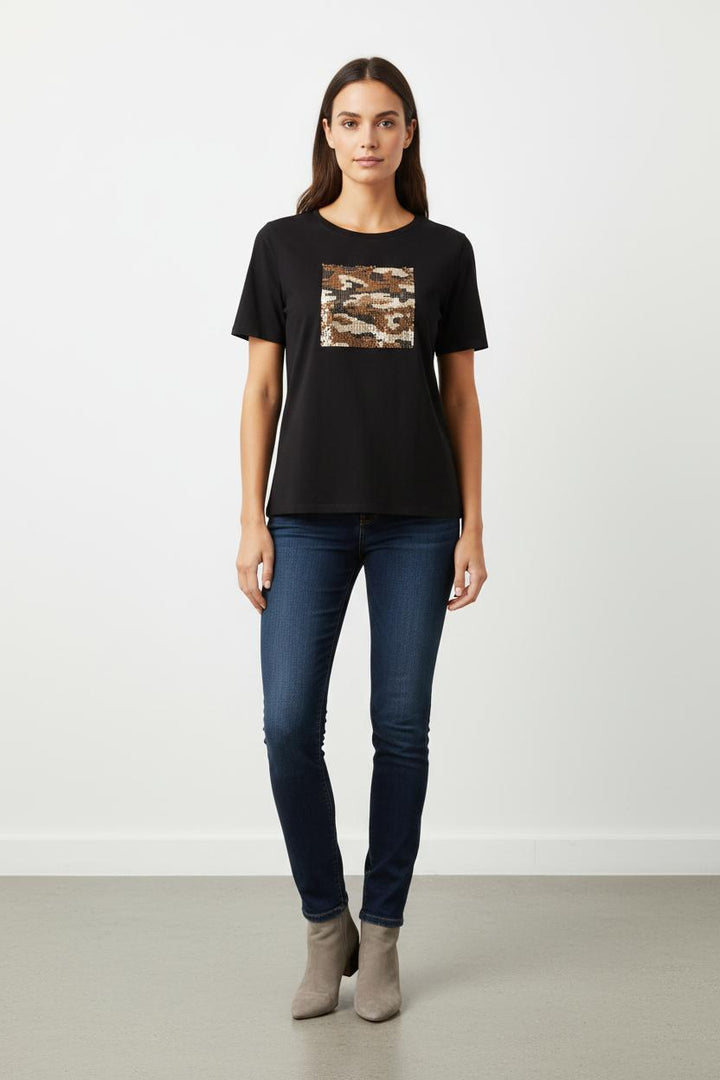 Tee-shirt Noir et Beige - Taille S/36