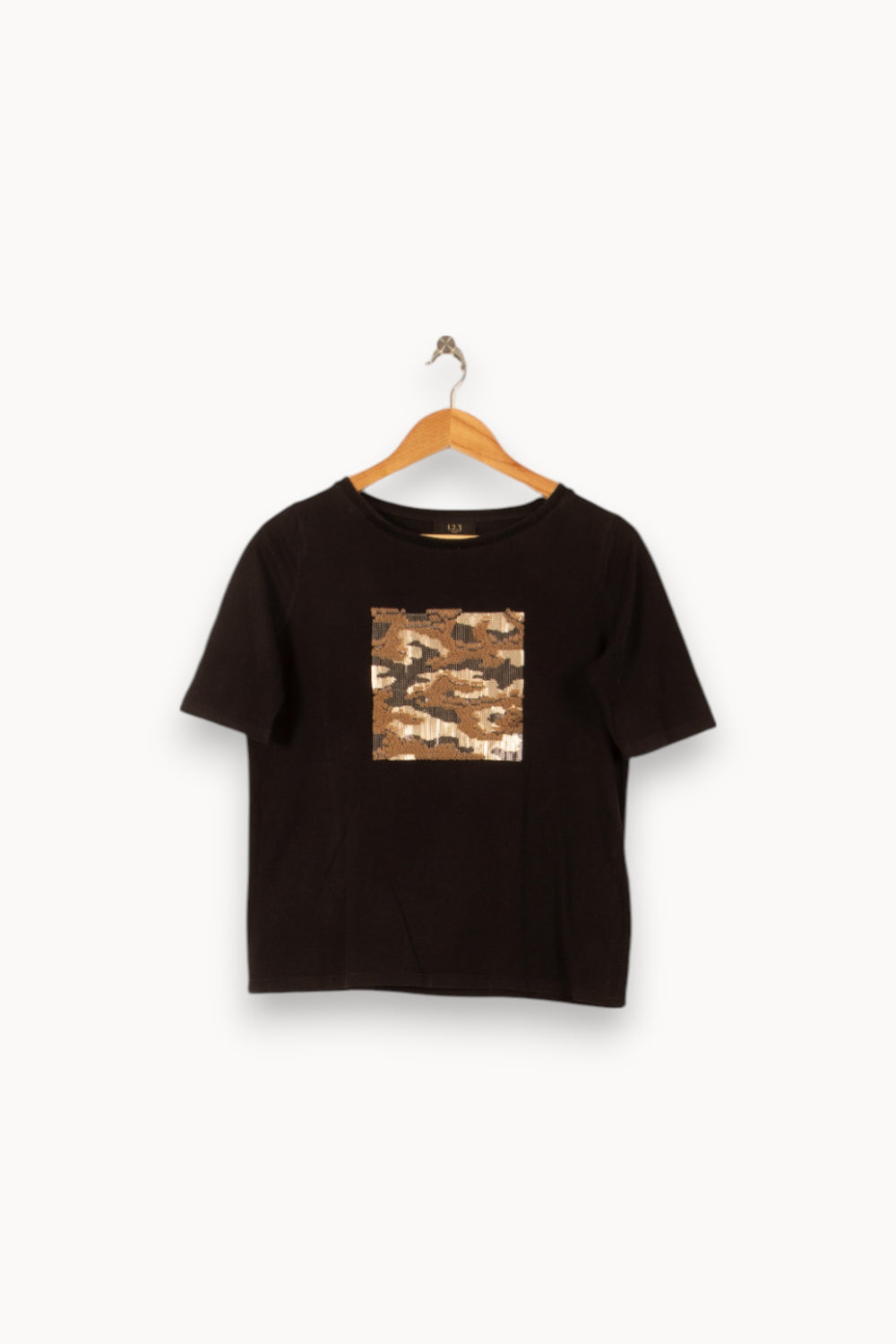 Tee-shirt Noir et Beige - Taille S/36 de la marque Maison 123 | PARAD58504 - Vendu par Paradigme - Image 2