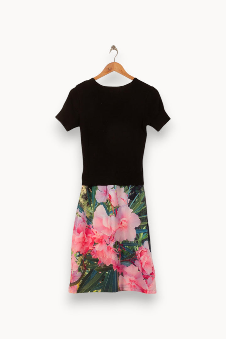 Robe Midi Noire et Fleurie - Taille S/36 de la marque Agnès b. | PARAD58506 - Vendu par Paradigme - Image 4