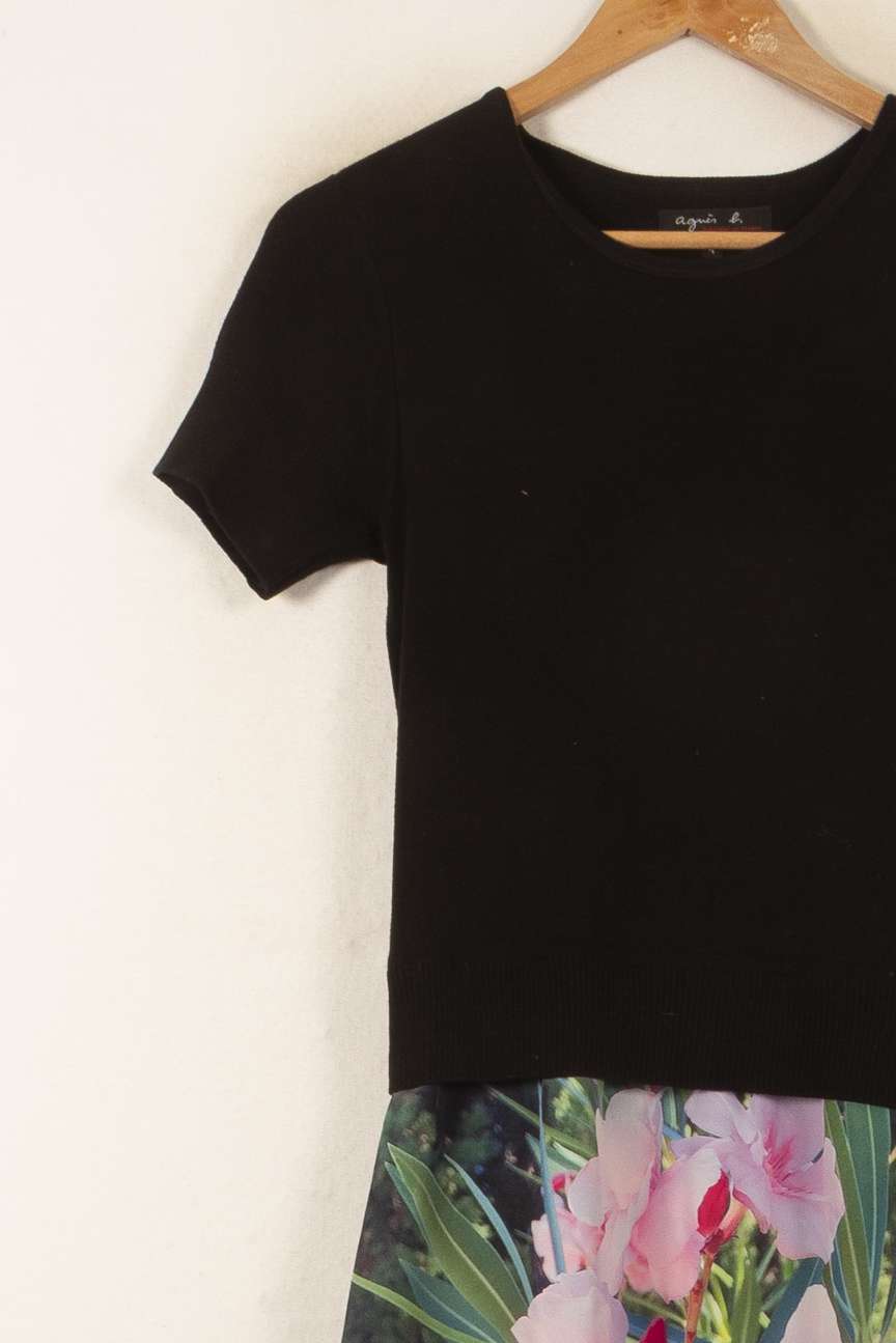 Robe Midi Noire et Fleurie - Taille S/36 de la marque Agnès b. | PARAD58506 - Vendu par Paradigme - Image 3