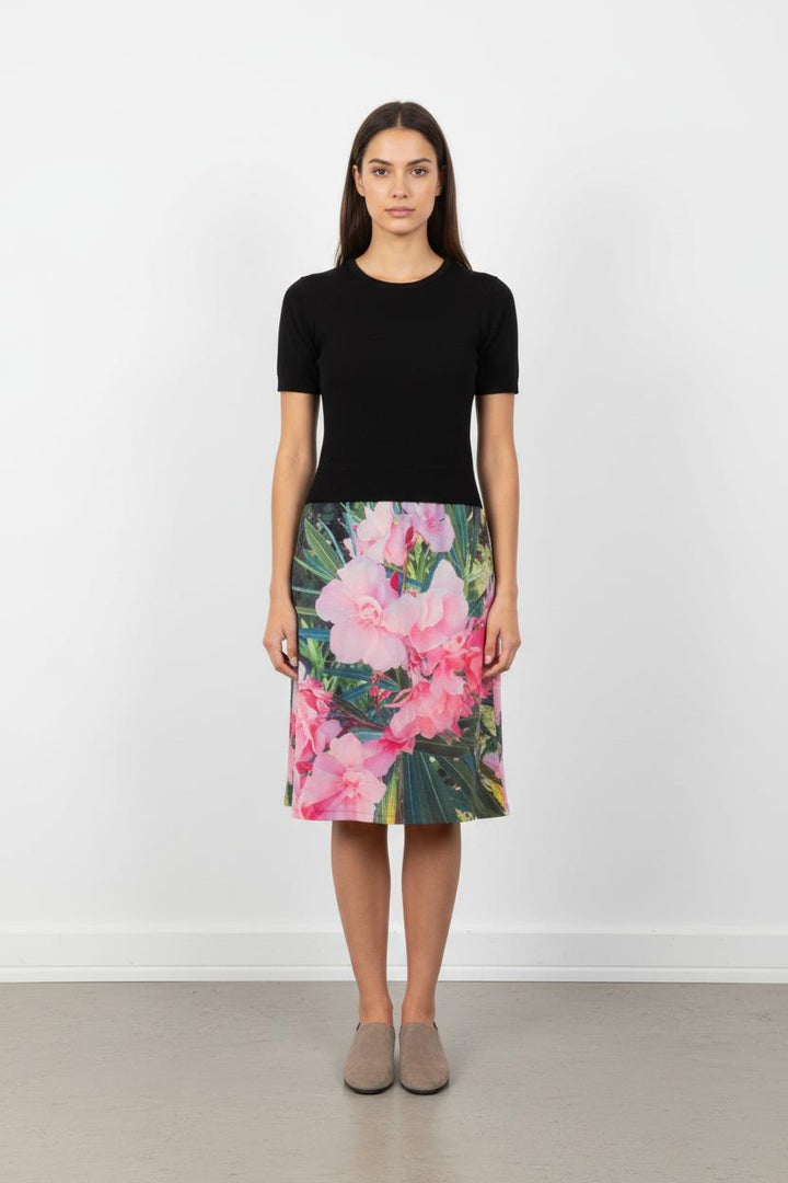 Robe Midi Noire et Fleurie - Taille S/36