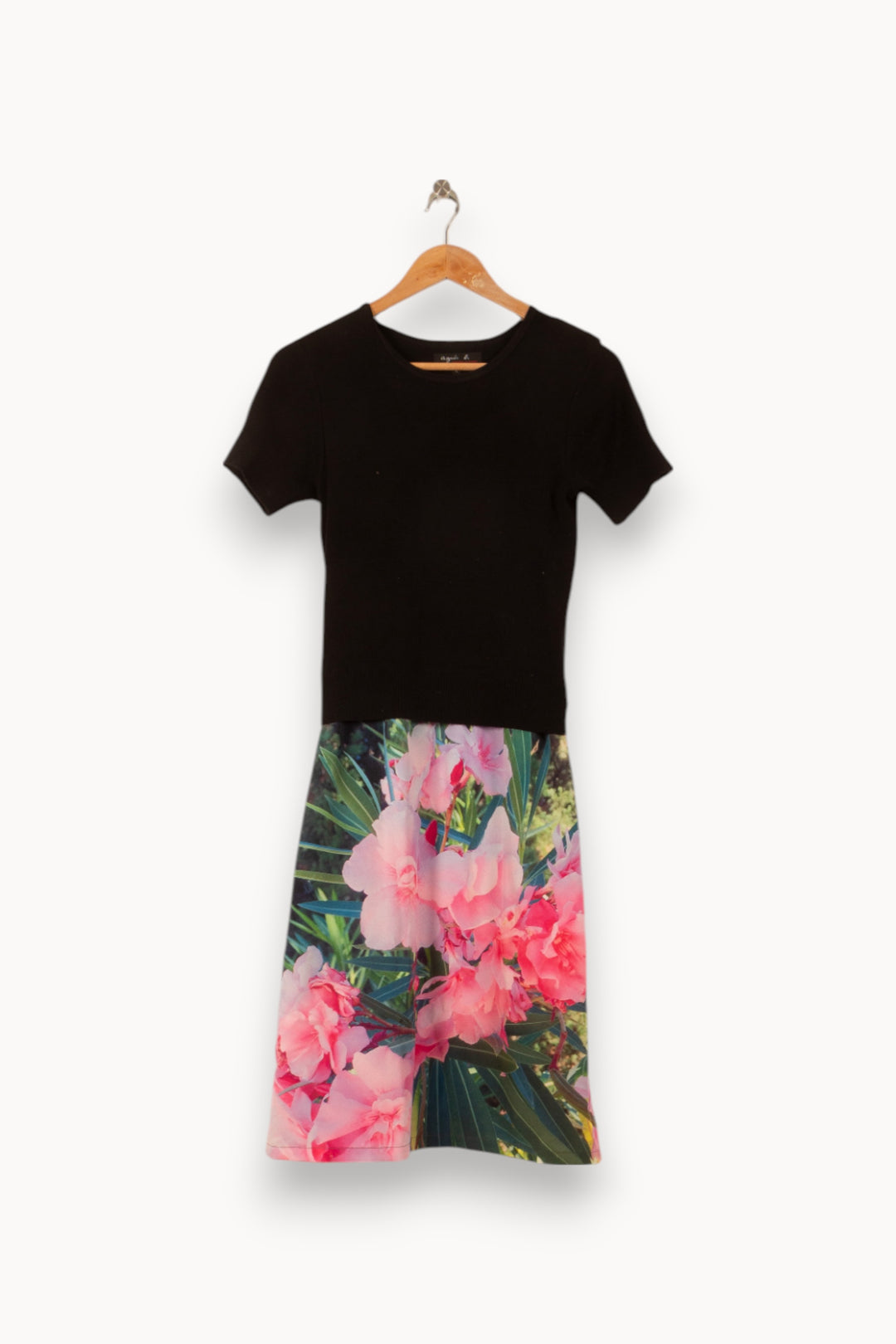 Robe Midi Noire et Fleurie - Taille S/36 de la marque Agnès b. | PARAD58506 - Vendu par Paradigme - Image 2