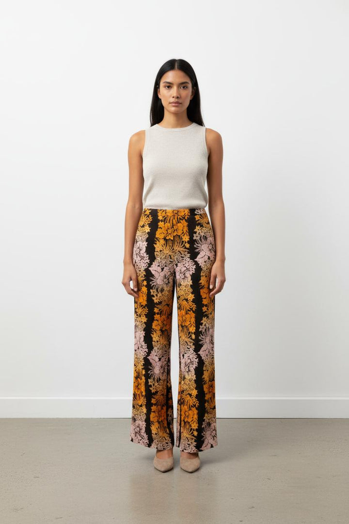 Pantalon Large Noir Orange et Rose - Taille XS/34