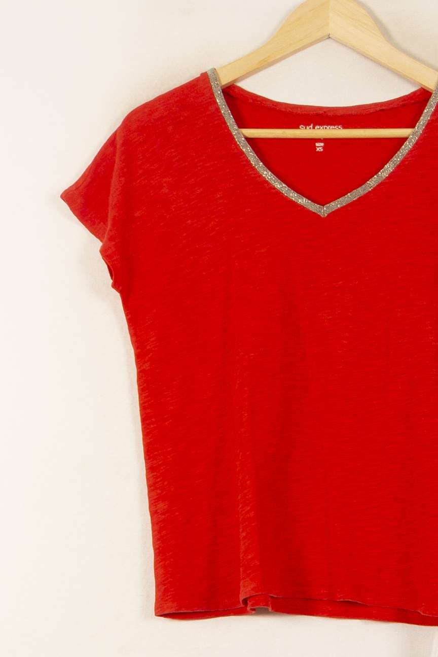 Tee-shirt Rouge - Taille XS/34 de la marque Sud express | PARAD58516 - Vendu par Paradigme - Image 3