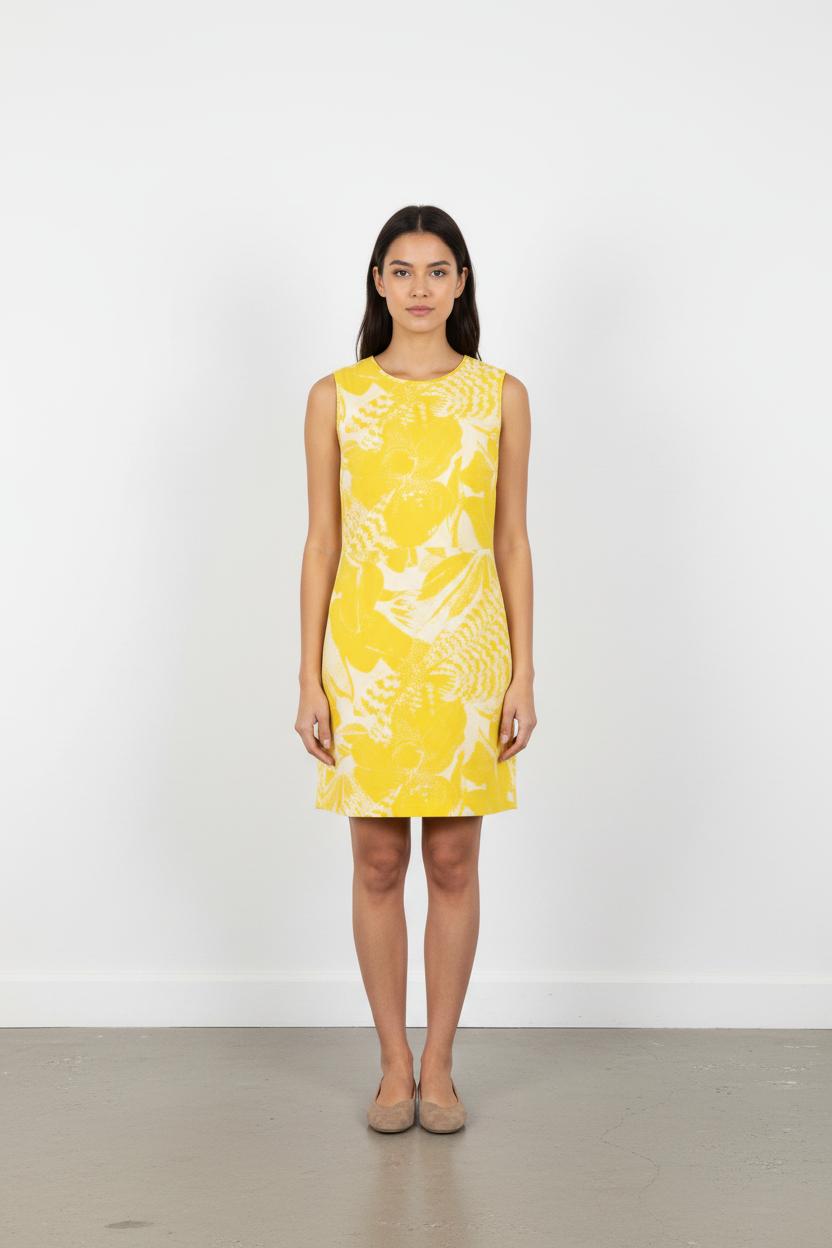 Robe Sans Manches Jaune et Blanche - Taille M/38