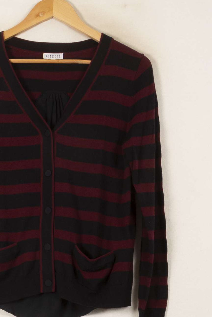 Cardigan Noir et Bordeaux - Taille S/36 de la marque Claudie Pierlot | PARAD58524 - Vendu par Paradigme - Image 3