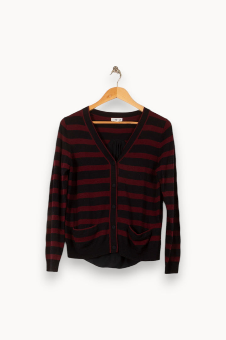 Cardigan Noir et Bordeaux - Taille S/36 de la marque Claudie Pierlot | PARAD58524 - Vendu par Paradigme - Image 2