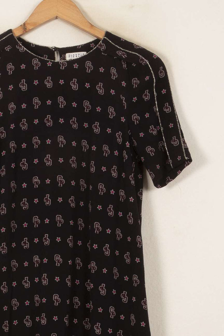 Robe Courte Noire et Rose - Taille S/36 de la marque Claudie Pierlot | PARAD58531 - Vendu par Paradigme - Image 3